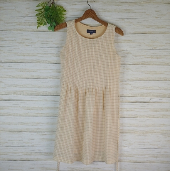 Vintage Dresses & Skirts - Vintage Beige Plaid Tartan Academia Viscose Feel Dress